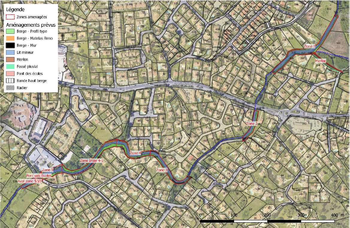 Localisation des 5 zones du Rieumassel à élargir